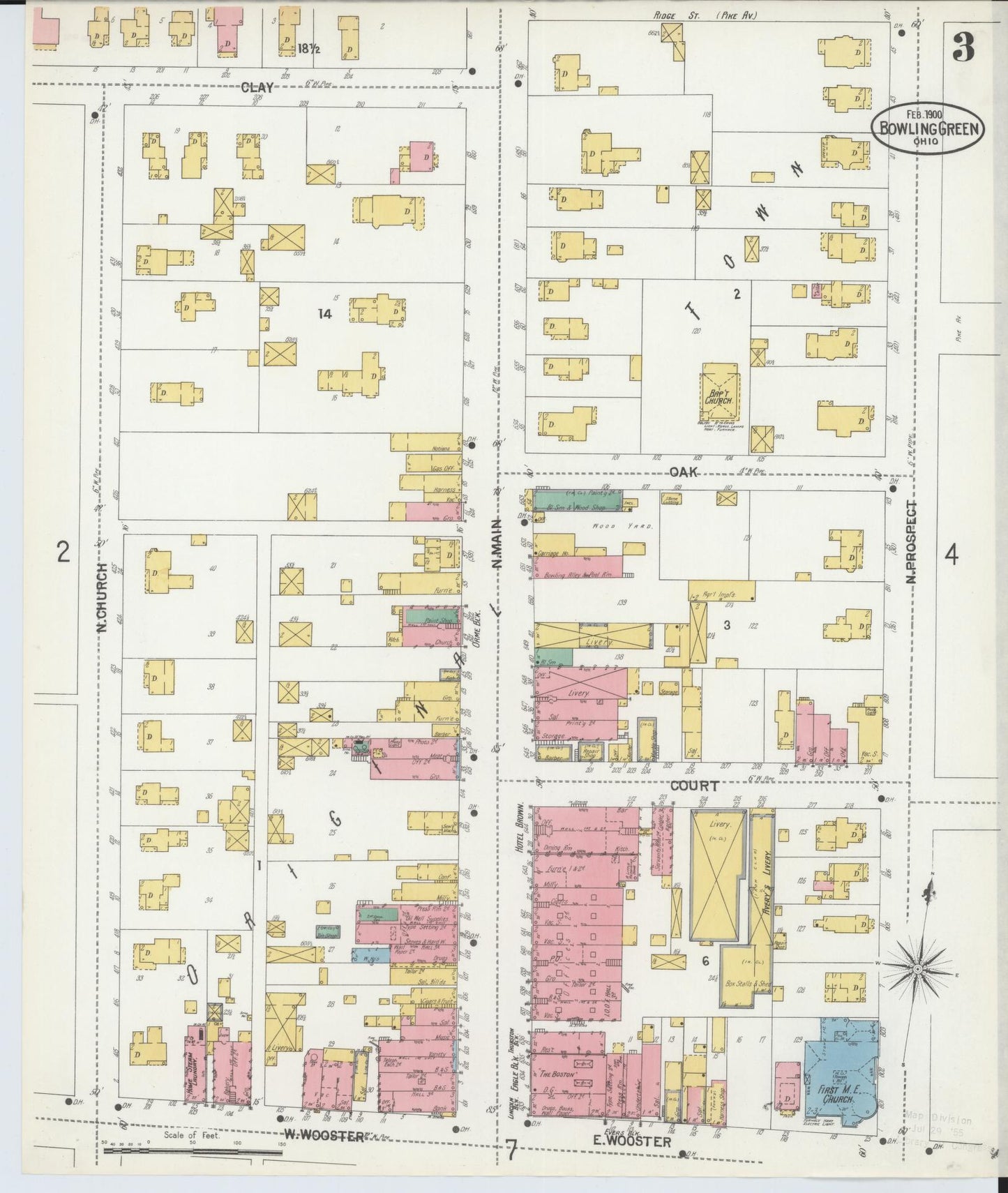 Sanborn Fire Insurance Map from Bowling Green, Wood County, Ohio (1900), Sheet #0003 - Historic Sanborn Fire Insurance Map Print, vintage old map wall art, antique decor, genealogy gift, Ohio Ohio map