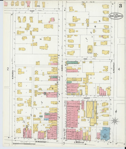 Sanborn Fire Insurance Map from Bowling Green, Wood County, Ohio (1900), Sheet #0003 - Historic Sanborn Fire Insurance Map Print, vintage old map wall art, antique decor, genealogy gift, Ohio Ohio map