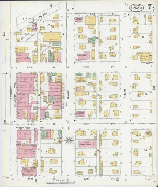 Sanborn Fire Insurance Map from Kewanee, Henry County, Illinois (1899), Sheet #0007 - Historic Sanborn Fire Insurance Map Print, vintage old map wall art, antique decor, genealogy gift, Illinois Illinois map