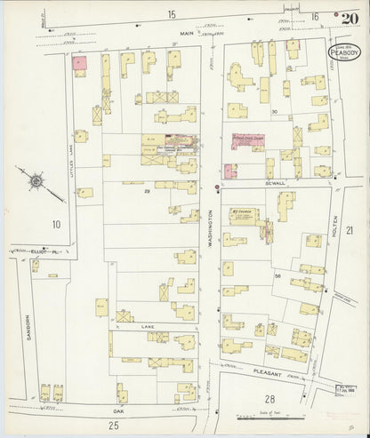Sanborn Fire Insurance Map from Peabody, Essex County, Massachusetts (1914), Sheet #0020 - Complete Map Set gallery image, historic Sanborn map, vintage wall art, Massachusetts Massachusetts