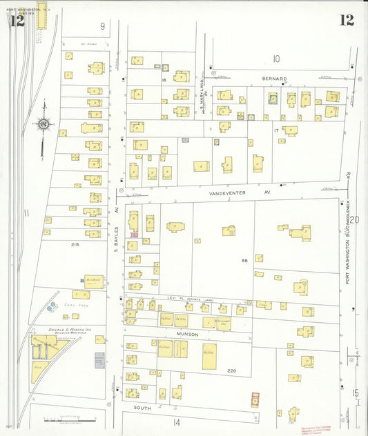 Sanborn Fire Insurance Map from Port Washington, Nassau County, New York (1931), Sheet #0012 - Historic Sanborn Fire Insurance Map Print, vintage old map wall art, antique decor, genealogy gift, New York New York map