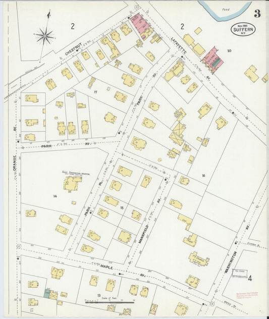 Sanborn Fire Insurance Map from Suffern, Rockland County, New York (1902), Sheet #0003 - Historic Sanborn Fire Insurance Map Print, vintage old map wall art, antique decor, genealogy gift, New York New York map