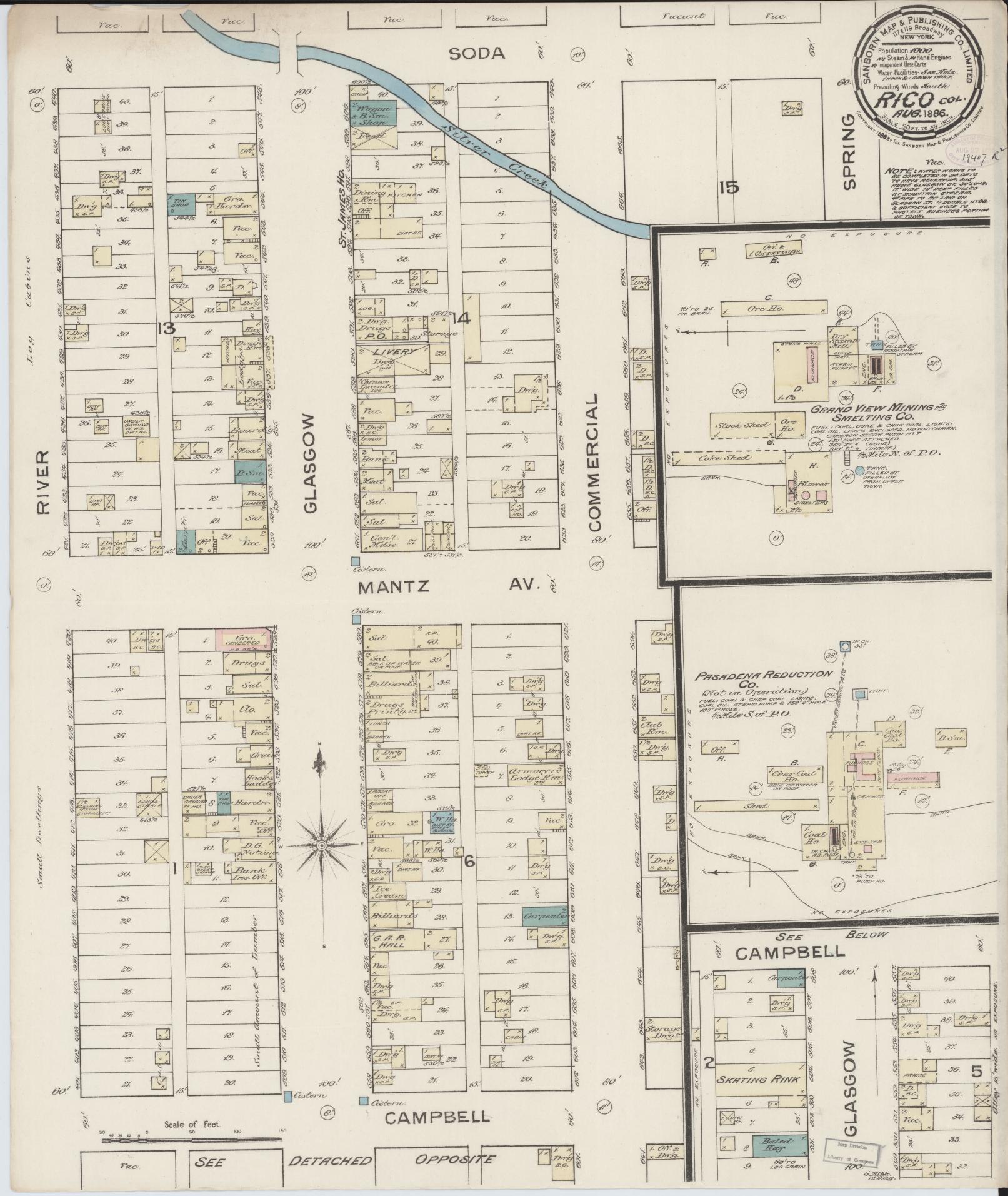 Sanborn Fire Insurance Map from Rico, Dolores County, Colorado. (1886) – Historic Sanborn Fire Insurance Map Print