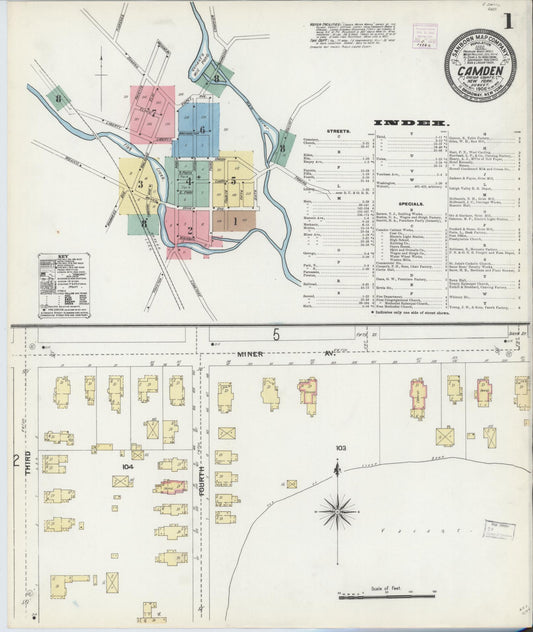 Sanborn Fire Insurance Map from Camden, Oneida County, New York (1906), Sheet #0001 - Historic Sanborn Fire Insurance Map Print, vintage old map wall art, antique decor, genealogy gift, New York New York map