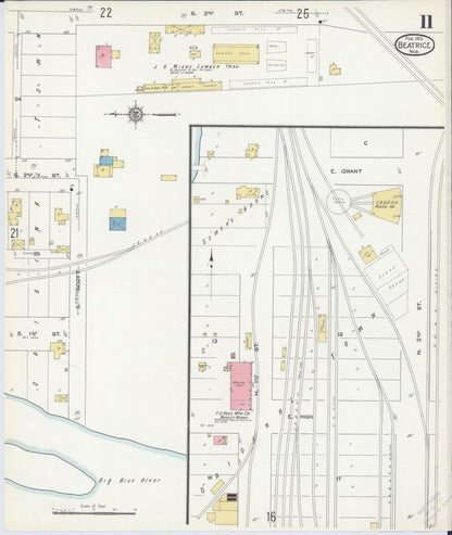 Sanborn Fire Insurance Map from Beatrice, Gage County, Nebraska (1913), Sheet #0011 - Complete Map Set gallery image, historic Sanborn map, vintage wall art, Nebraska Nebraska