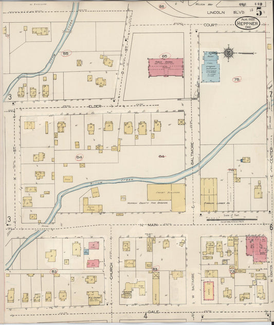 Sanborn Fire Insurance Map from Heppner, Morrow County, Oregon (1932), Sheet #0005 - Historic Sanborn Fire Insurance Map Print, vintage old map wall art, antique decor, genealogy gift, Oregon Oregon map