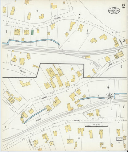 Sanborn Fire Insurance Map from Hingham, Plymouth County, Massachusetts (1903), Sheet #0002 - Historic Sanborn Fire Insurance Map Print, vintage old map wall art, antique decor, genealogy gift, Massachusetts Massachusetts map