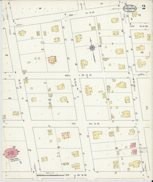 Sanborn Fire Insurance Map from Ardmore, Carter County, Oklahoma (1913), Sheet #0002 - Historic Sanborn Fire Insurance Map Print, vintage old map wall art, antique decor, genealogy gift, Oklahoma Oklahoma map