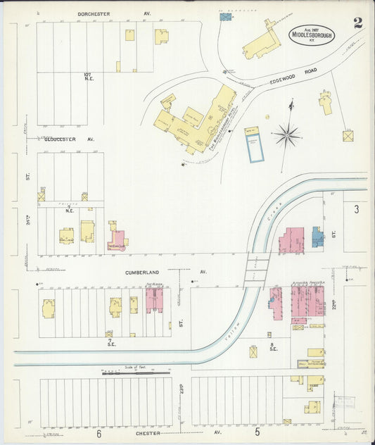 Sanborn Fire Insurance Map from Middlesboro, Bell County, Kentucky (1907), Sheet #0002 - Historic Sanborn Fire Insurance Map Print, vintage old map wall art, antique decor, genealogy gift, Kentucky Kentucky map