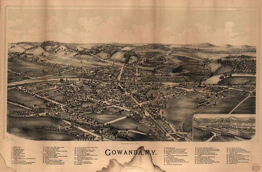 Gowanda, N.Y. (1892) – Historic Bird’s-Eye View Panorama Print
