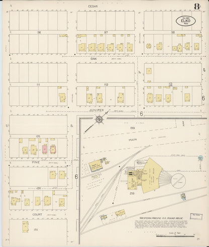 Sanborn Fire Insurance Map from Elko, Elko County, Nevada (1912), Sheet #0008 - Complete Map Set gallery image, historic Sanborn map, vintage wall art, Nevada Nevada