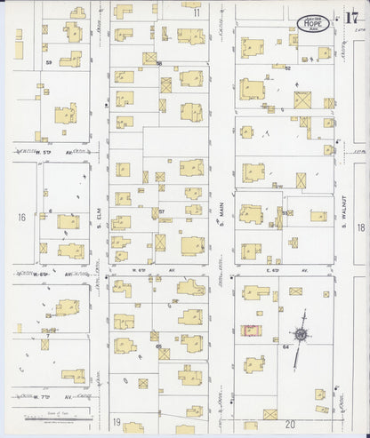 Sanborn Fire Insurance Map from Hope, Hempstead County, Arkansas (1919), Sheet #0017 - Complete Map Set gallery image, historic Sanborn map, vintage wall art, Arkansas Arkansas