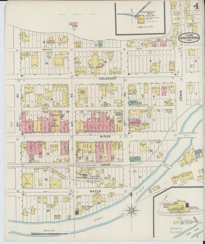 Sanborn Fire Insurance Map from Idaho Springs, Clear Creek County, Colorado (1895), Sheet #0004 - Complete Map Set gallery image, historic Sanborn map, vintage wall art, Idaho Idaho