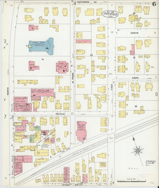 Sanborn Fire Insurance Map from Pittsfield, Berkshire County, Massachusetts (1900), Sheet #0006 - Historic Sanborn Fire Insurance Map Print, vintage old map wall art, antique decor, genealogy gift, Massachusetts Massachusetts map