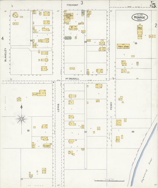 Sanborn Fire Insurance Map from Monroe, Snohomish County, Washington (1905), Sheet #0005 - Historic Sanborn Fire Insurance Map Print, vintage old map wall art, antique decor, genealogy gift, Washington Washington map