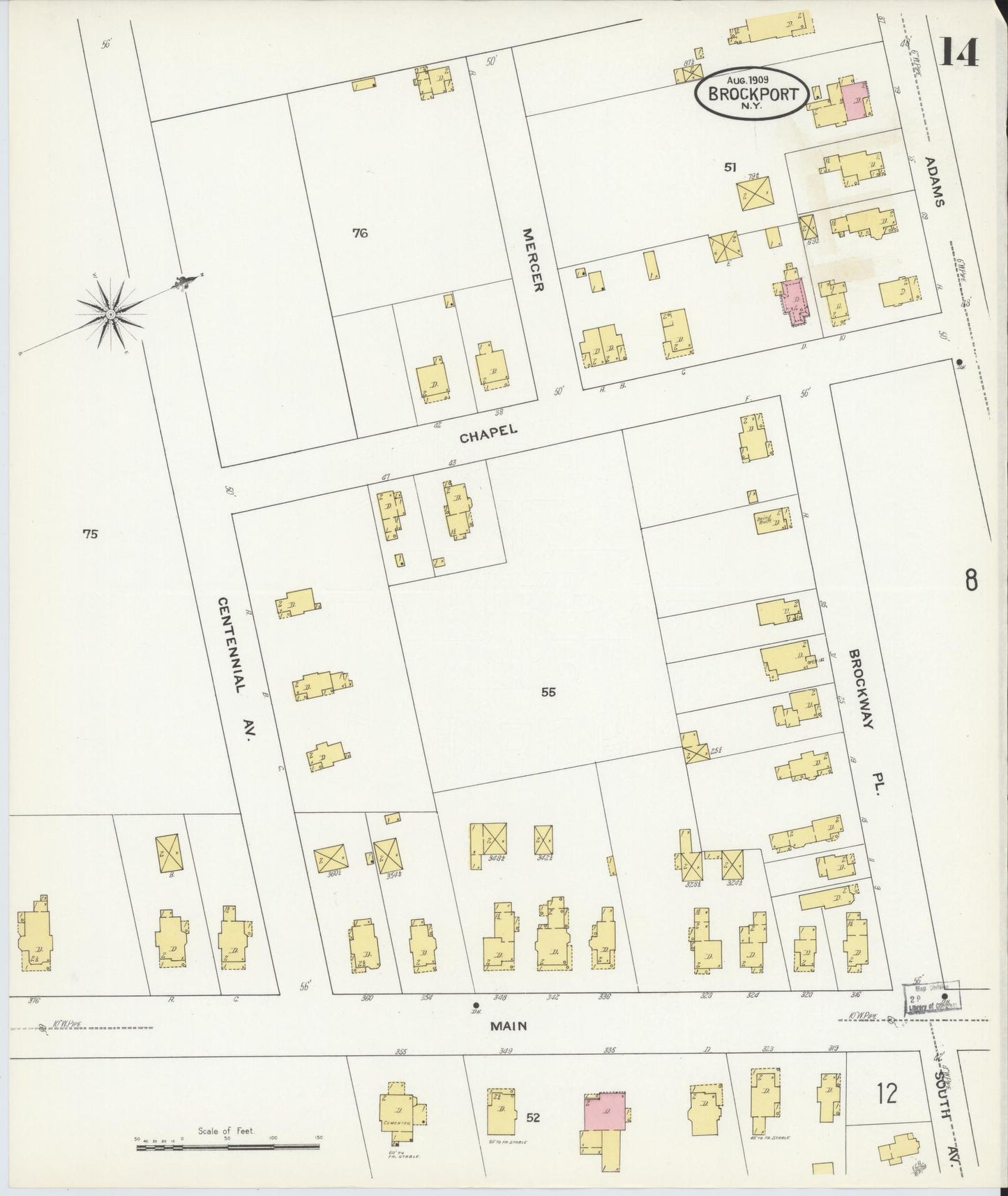 Sanborn Fire Insurance Map from Brockport, Monroe County, New York (1909), Sheet #0014 - Complete Map Set gallery image, historic Sanborn map, vintage wall art, New York New York