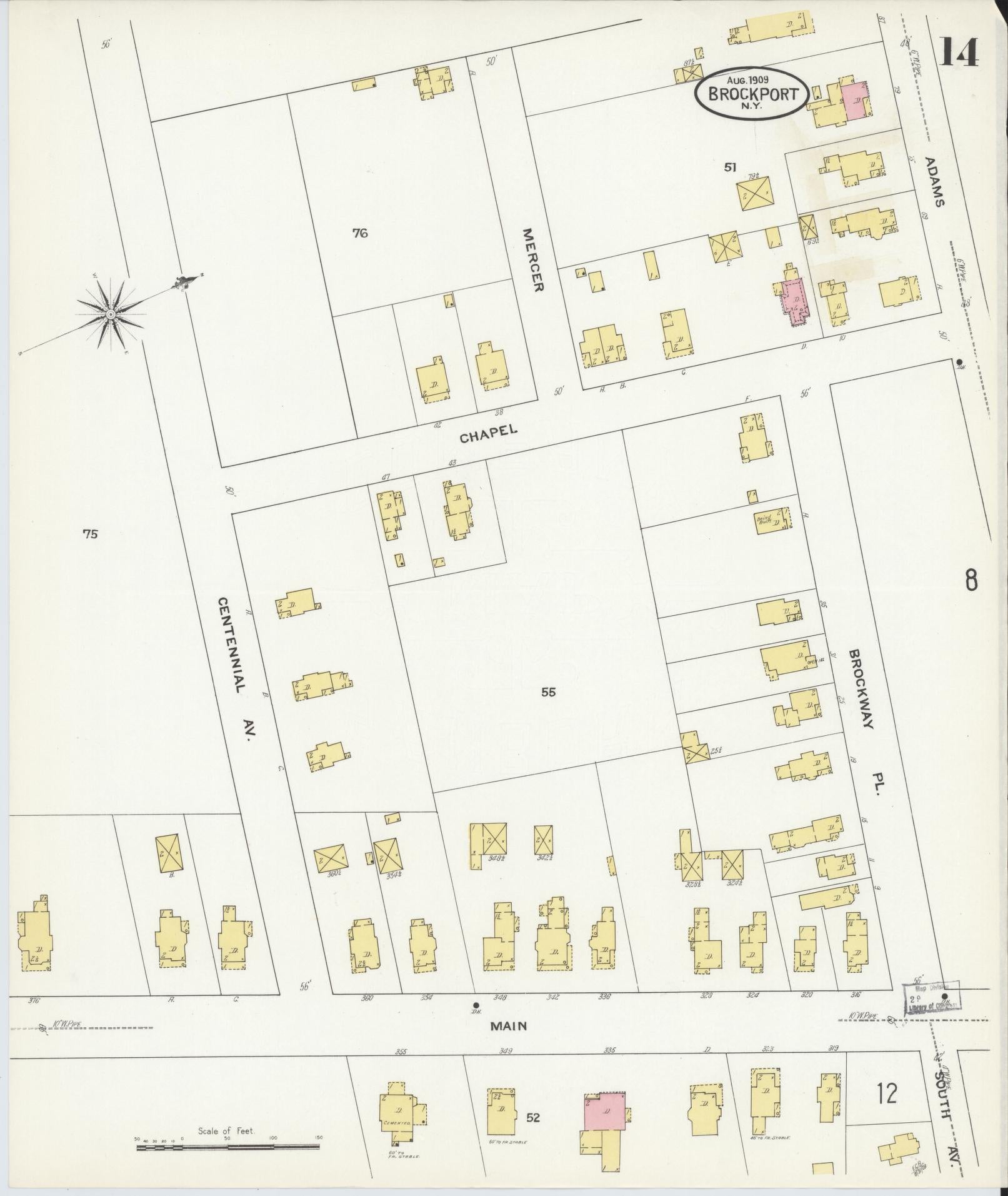 Sanborn Fire Insurance Map from Brockport, Monroe County, New York (1909), Sheet #0014 - Complete Map Set gallery image, historic Sanborn map, vintage wall art, New York New York