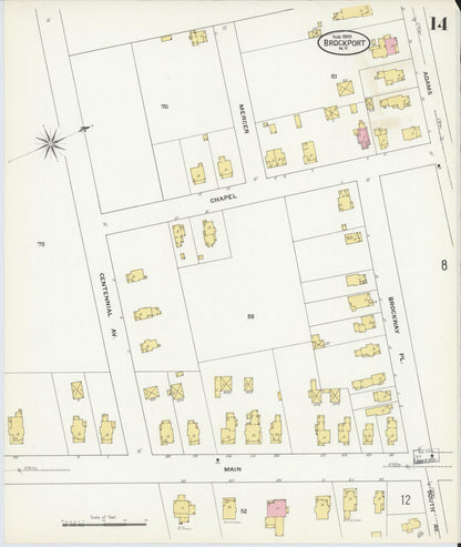 Sanborn Fire Insurance Map from Brockport, Monroe County, New York (1909), Sheet #0014 - Complete Map Set gallery image, historic Sanborn map, vintage wall art, New York New York