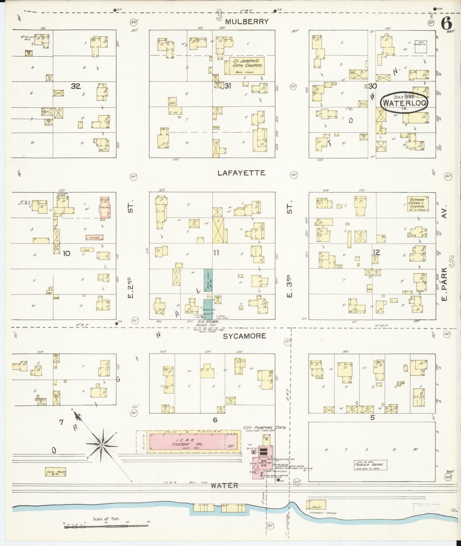Sanborn Fire Insurance Map from Waterloo, Black Hawk County, Iowa (1892), Sheet #0006 - Historic Sanborn Fire Insurance Map Print