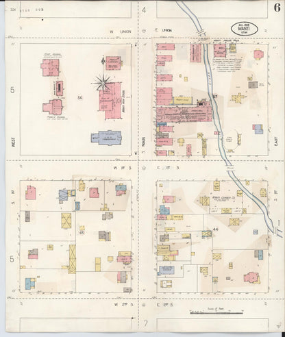 Sanborn Fire Insurance Map from Manti, Sanpete County, Utah (1931), Sheet #0006 - Complete Map Set gallery image, historic Sanborn map, vintage wall art, Utah Utah