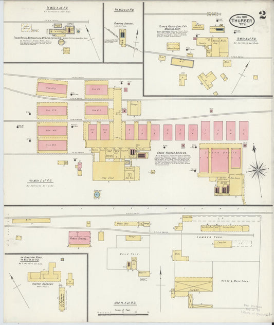 Sanborn Fire Insurance Map from Thurber, Erath County, Texas (1905), Sheet #0002 - Historic Sanborn Fire Insurance Map Print, vintage old map wall art, antique decor, genealogy gift, Texas Texas map