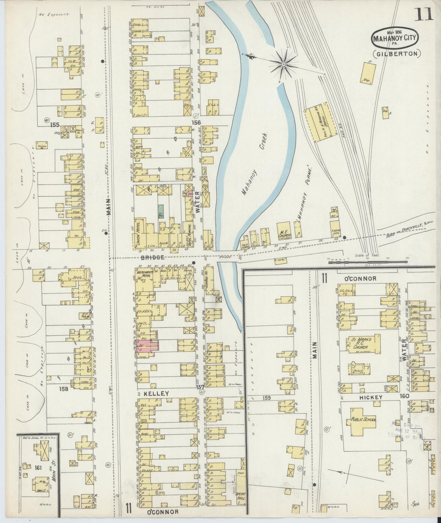 Sanborn Fire Insurance Map from Mahanoy City, Schuylkill County, Pennsylvania (1896), Sheet #0011 - Historic Sanborn Fire Insurance Map Print, vintage old map wall art, antique decor, genealogy gift, Pennsylvania Pennsylvania map