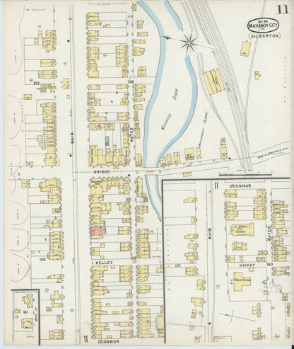 Sanborn Fire Insurance Map from Mahanoy City, Schuylkill County, Pennsylvania (1896), Sheet #0011 - Historic Sanborn Fire Insurance Map Print, vintage old map wall art, antique decor, genealogy gift, Pennsylvania Pennsylvania map