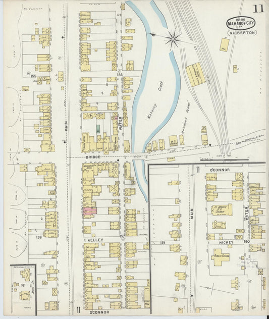 Sanborn Fire Insurance Map from Mahanoy City, Schuylkill County, Pennsylvania (1896), Sheet #0011 - Historic Sanborn Fire Insurance Map Print, vintage old map wall art, antique decor, genealogy gift, Pennsylvania Pennsylvania map
