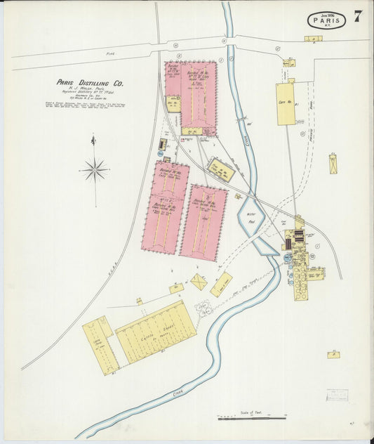 Sanborn Fire Insurance Map from Paris, Bourbon County, Kentucky (1896), Sheet #0007 - Historic Sanborn Fire Insurance Map Print, vintage old map wall art, antique decor, genealogy gift, Kentucky Kentucky map