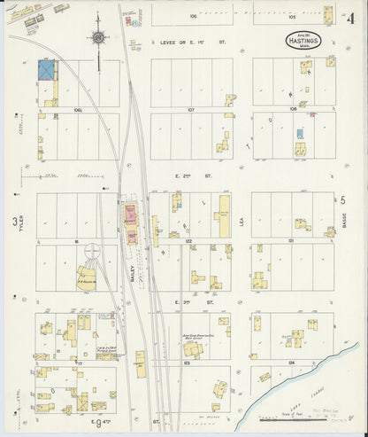 Sanborn Fire Insurance Map from Hastings, Dakota County, Minnesota (1911), Sheet #0004 - Historic Sanborn Fire Insurance Map Print, vintage old map wall art, antique decor, genealogy gift, Minnesota Minnesota map