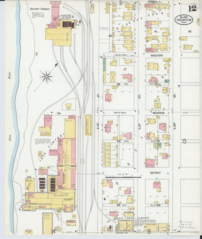Sanborn Fire Insurance Map from Ironton, Lawrence County, Ohio (1900), Sheet #0012 - Historic Sanborn Fire Insurance Map Print, vintage old map wall art, antique decor, genealogy gift, Ohio Ohio map