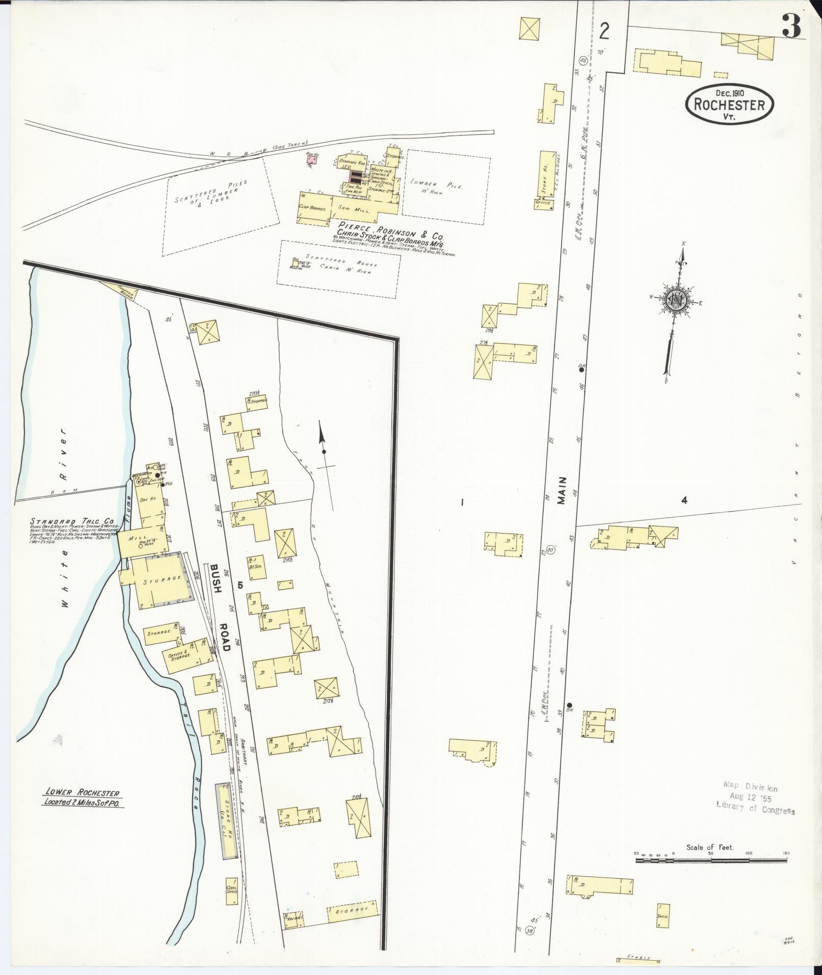 Sanborn Fire Insurance Map from Rochester, Windsor County, Vermont (1910), Sheet #0003 - Historic Sanborn Fire Insurance Map Print, vintage old map wall art, antique decor, genealogy gift, Vermont Vermont map