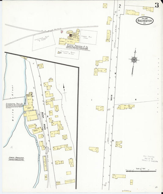 Sanborn Fire Insurance Map from Rochester, Windsor County, Vermont (1910), Sheet #0003 - Historic Sanborn Fire Insurance Map Print, vintage old map wall art, antique decor, genealogy gift, Vermont Vermont map