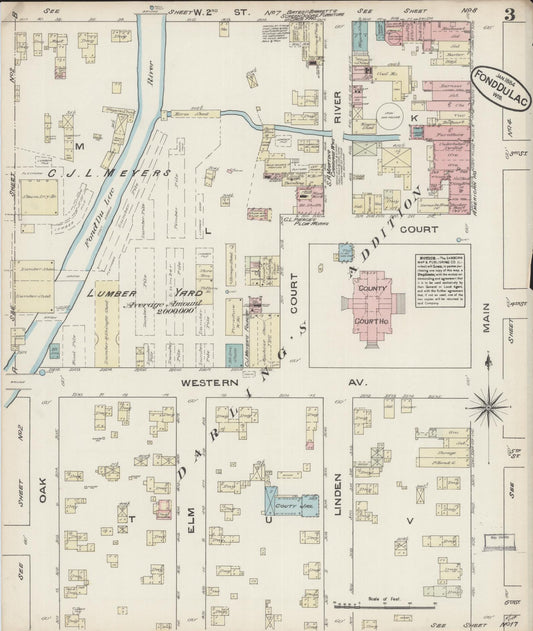 Sanborn Fire Insurance Map from Fond du Lac, Fond du Lac County, Wisconsin (1884), Sheet #0003 - Historic Sanborn Fire Insurance Map Print, vintage old map wall art, antique decor, genealogy gift, Wisconsin Wisconsin map