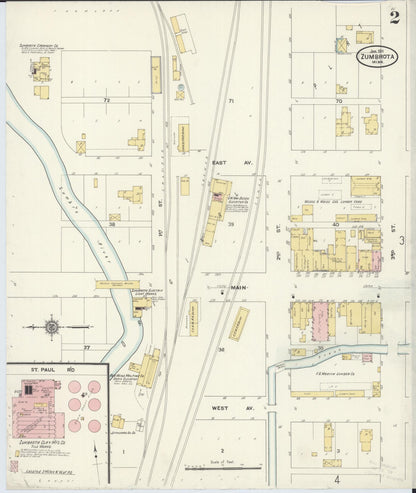 Sanborn Fire Insurance Map from Zumbrota, Goodhue County, Minnesota (1911), Sheet #0002 - Historic Sanborn Fire Insurance Map Print, vintage old map wall art, antique decor, genealogy gift, Minnesota Minnesota map