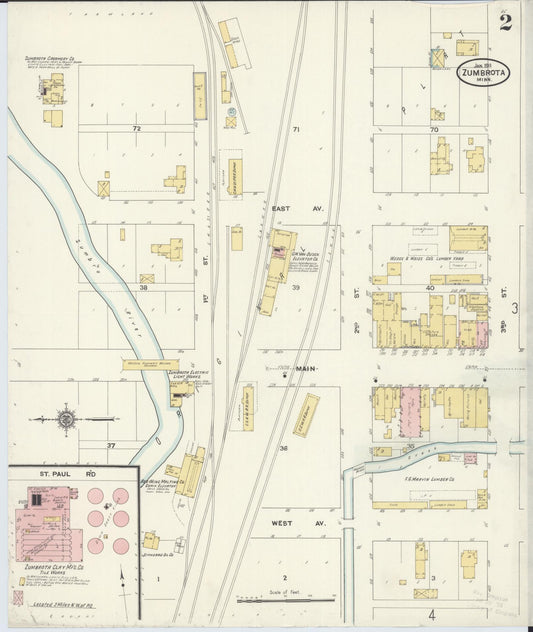 Sanborn Fire Insurance Map from Zumbrota, Goodhue County, Minnesota (1911), Sheet #0002 - Historic Sanborn Fire Insurance Map Print, vintage old map wall art, antique decor, genealogy gift, Minnesota Minnesota map
