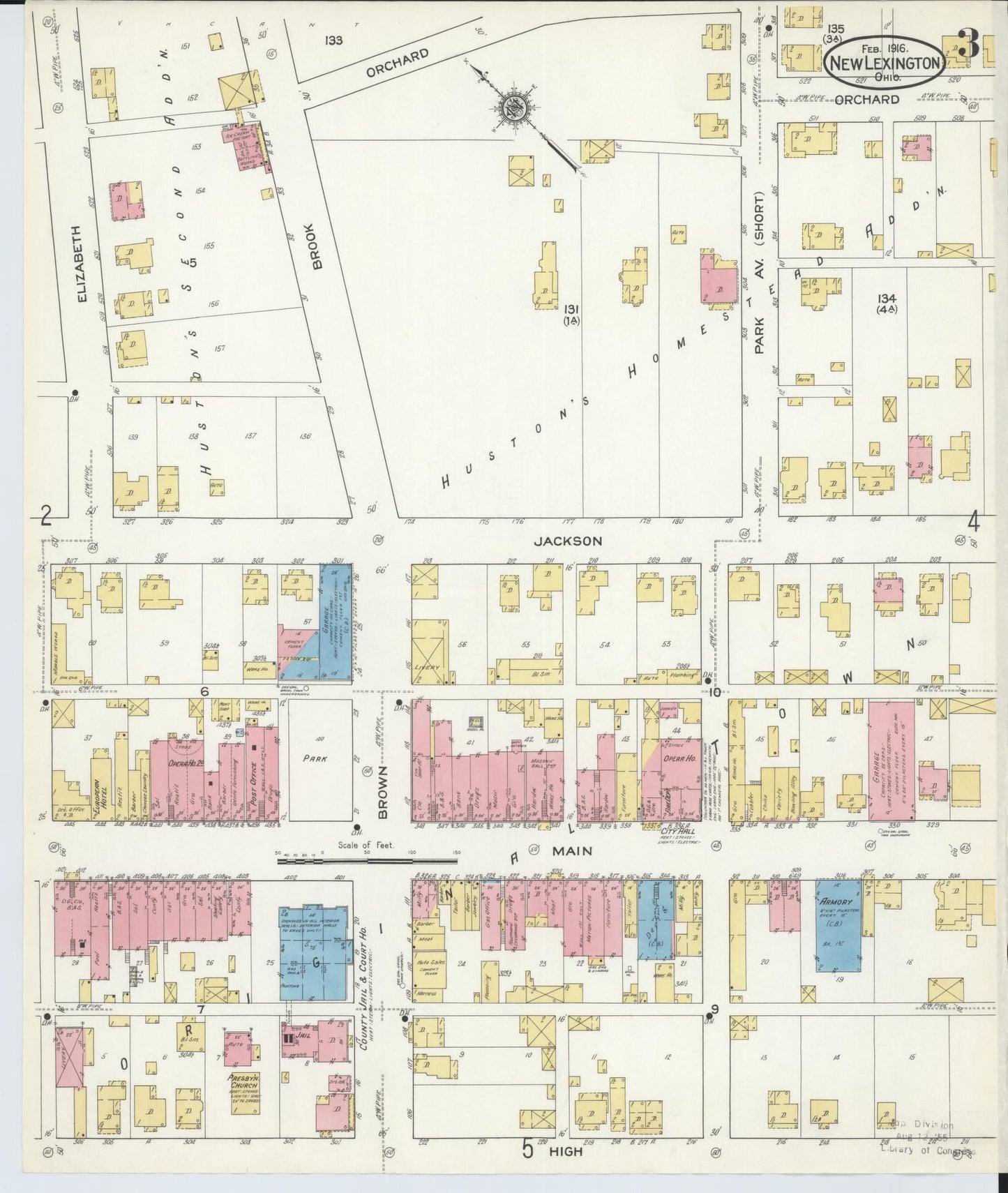 Sanborn Fire Insurance Map from New Lexington, Perry County, Ohio (1916), Sheet #0003 - Complete Map Set gallery image, historic Sanborn map, vintage wall art, Ohio Ohio