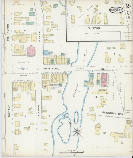 Sanborn Fire Insurance Map from Oxford, Chenango County, New York (1891), Sheet #0002 - Historic Sanborn Fire Insurance Map Print, vintage old map wall art, antique decor, genealogy gift, New York New York map