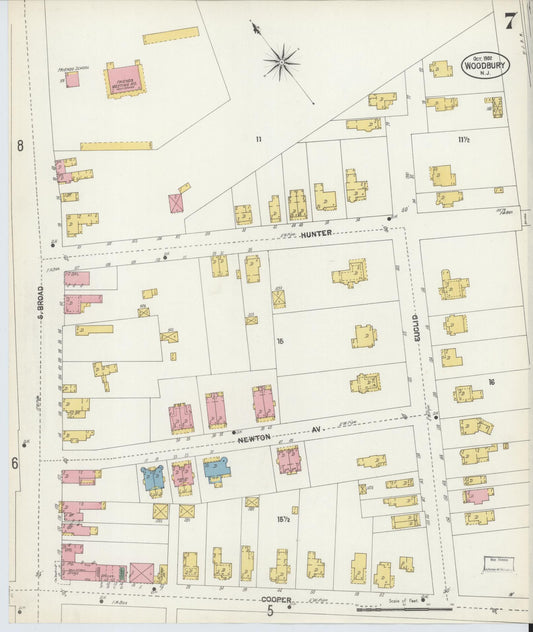 Sanborn Fire Insurance Map from Woodbury, Gloucester County, New Jersey (1902), Sheet #0007 - Historic Sanborn Fire Insurance Map Print, vintage old map wall art, antique decor, genealogy gift, New Jersey New Jersey map