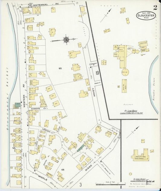Sanborn Fire Insurance Map from Gloucester, Essex County, Massachusetts (1909), Sheet #0002 - Historic Sanborn Fire Insurance Map Print, vintage old map wall art, antique decor, genealogy gift, Massachusetts Massachusetts map
