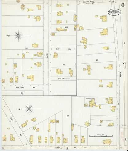 Sanborn Fire Insurance Map from Patchogue, Suffolk County, New York (1902), Sheet #0006 - Complete Map Set gallery image, historic Sanborn map, vintage wall art, New York New York