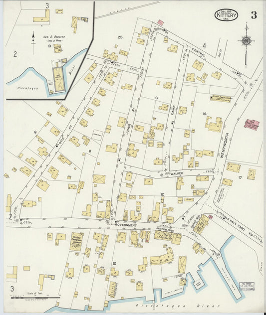 Sanborn Fire Insurance Map from Kittery, York County, Maine (1919), Sheet #0003 - Historic Sanborn Fire Insurance Map Print, vintage old map wall art, antique decor, genealogy gift, Maine Maine map