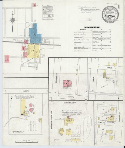 Sanborn Fire Insurance Map from Nevada, Wyandot County, Ohio (1911), Sheet #0001 - Complete Map Set gallery image, historic Sanborn map, vintage wall art, Nevada Nevada