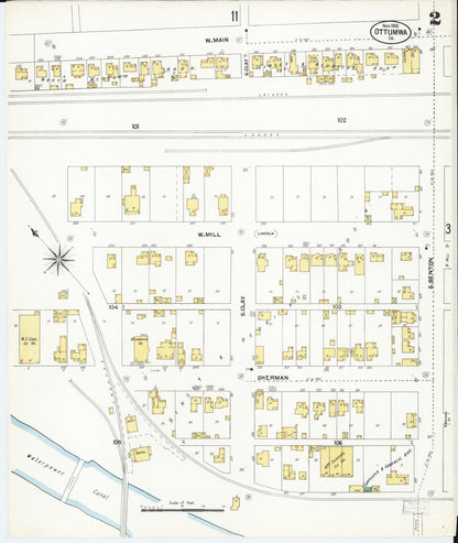 Sanborn Fire Insurance Map from Ottumwa, Wapello County, Iowa (1902), Sheet #0002 - Historic Sanborn Fire Insurance Map Print, vintage old map wall art