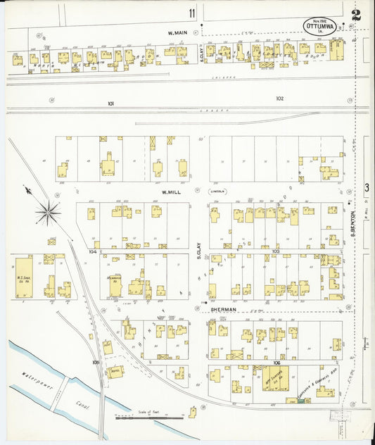 Sanborn Fire Insurance Map from Ottumwa, Wapello County, Iowa (1902), Sheet #0002 - Historic Sanborn Fire Insurance Map Print, vintage old map wall art