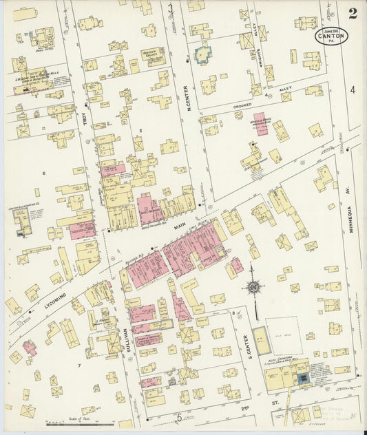 Sanborn Fire Insurance Map from Canton, Bradford County, Pennsylvania (1911), Sheet #0002 - Historic Sanborn Fire Insurance Map Print, vintage old map wall art, antique decor, genealogy gift, Pennsylvania Pennsylvania map