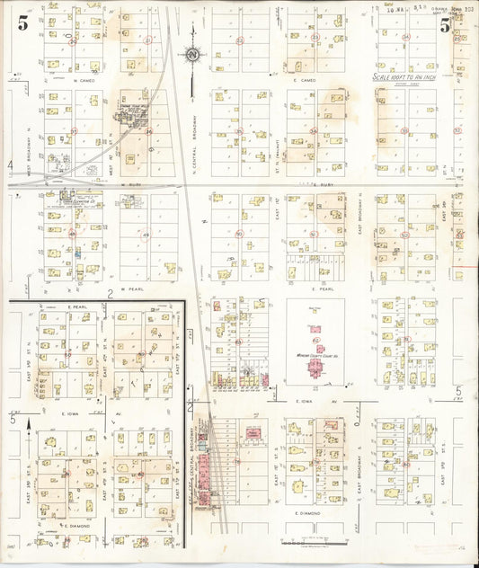 Sanborn Fire Insurance Map from Onawa, Monona County, Iowa (1942), Sheet #0005 - Historic Sanborn Fire Insurance Map Print, vintage old map wall art
