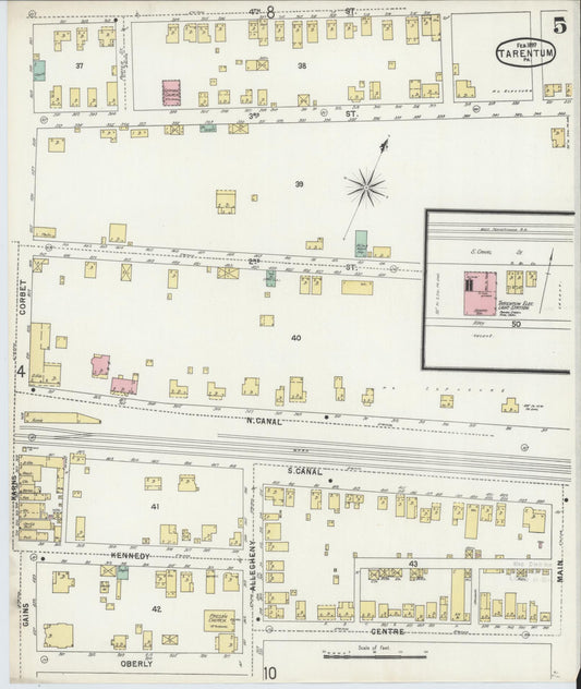 Sanborn Fire Insurance Map from Tarentum, Allegheny County, Pennsylvania (1897), Sheet #0005 - Historic Sanborn Fire Insurance Map Print, vintage old map wall art, antique decor, genealogy gift, Pennsylvania Pennsylvania map