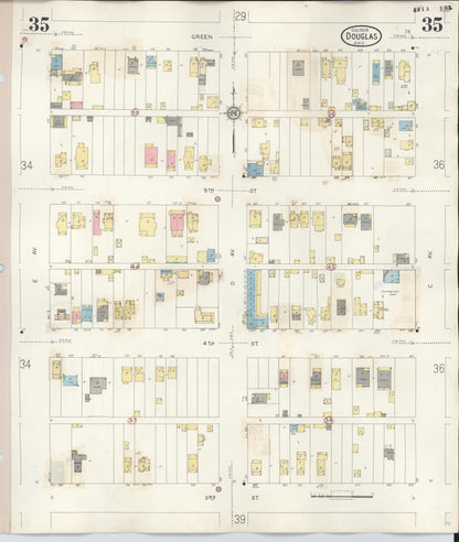 Sanborn Fire Insurance Map from Douglas, Cochise County, Arizona (1947), Sheet #0035 - Complete Map Set gallery image, historic Sanborn map, vintage wall art, Arizona Arizona