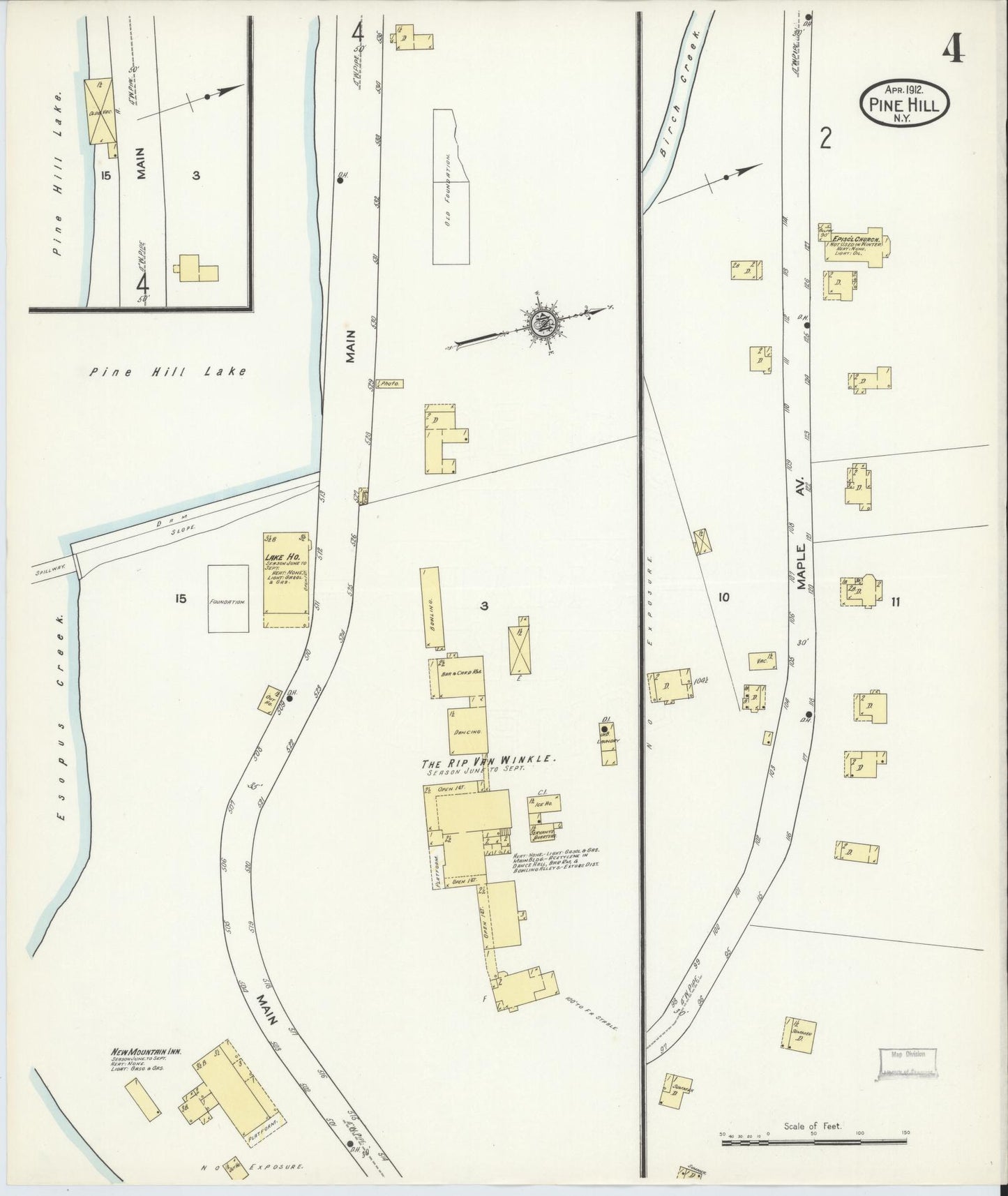 Sanborn Fire Insurance Map from Pine Hill, Ulster County, New York. (1912), Sheet 4 – Historic Sanborn Fire Insurance Map Print